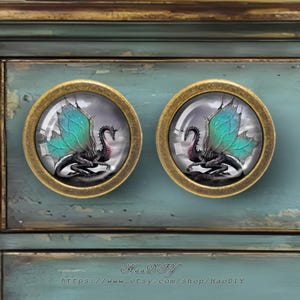 Dragon - Drawer Knobs Pulls Handles Dome Cabochon Knob Handmade Knob Drawer Knob Dresser Pull Knobs Handles Cabinet Pull Hardware