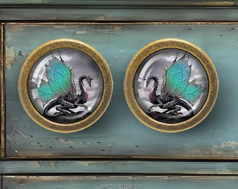 Dragon - boutons de tiroir poignées dôme bouton cabochon bouton fait main bouton de tiroir boutons de commode poignées matériel de tirage