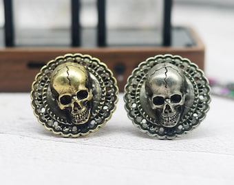Tiradores de latón con forma de calavera para gabinetes, cajones, tocadores, cocinas, herrajes para gabinetes.
