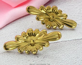 Boutons de poignées d'armoire à fleurs en laiton massif, bouton de commode fleurie, bouton vintage de tiroir en forme de fleur, poignée de tirage bricolage, quincaillerie d'armoire