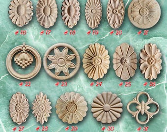 Aplique de rosetas de 1 pieza, adornos de madera tallada sin pintar para el hogar, apliques para tallar muebles, WD4