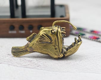 Anglerfish Solid Brass Knob Cabinet Pulls Drawer Knob Dresser Pull Knobs Handles Kitchen Knobs Pulls Cabinet Pull Hardware
