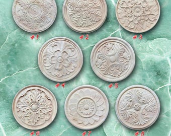 Apliques de rosetas de 1 pieza, adornos para el hogar tallados en madera sin pintar, apliques para tallado de muebles, WD5