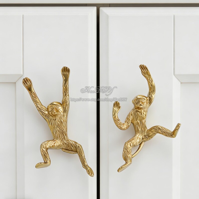 Gałki Mosiężne Monkey Gałki Uchwyty do szafek Gałki do szuflad Uchwyty do komód Uchwyty do szafek kuchennych Uchwyty Uchwyty do szafek Okucia meblowe zdjęcie 3