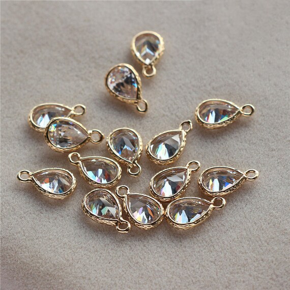 2pcs-1.5/" teardrop earring drop-Stainless steel tear drop charm