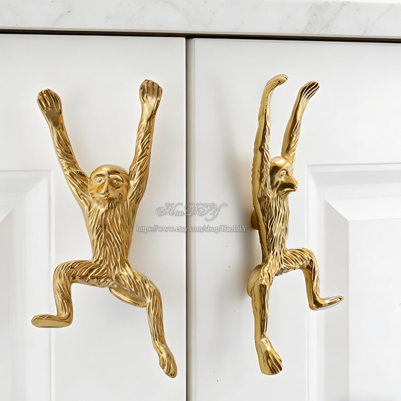 Gałki Mosiężne Monkey Gałki Uchwyty do szafek Gałki do szuflad Uchwyty do komód Uchwyty do szafek kuchennych Uchwyty Uchwyty do szafek Okucia meblowe zdjęcie 4