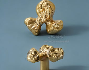 Solid Brass Knob: Decorative Cabinet Drawer Pull, Vintage Knob, DIY Pulls Handle, Cabinet Hardware