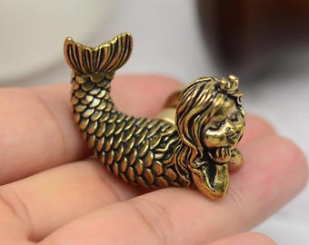 Perilla de latón macizo con diseño de sirena de bronce, tiradores para gabinetes, tiradores para cajones, tiradores para tocador, manijas, tiradores para cocina, herrajes para tiradores de gabinetes