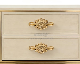 Solid Brass Flower Cabinet Handles Knobs, Flower Dresser knob, Flower Shaped Drawer Vintage Knob, DIY Pulls Handle, Cabinet Hardware