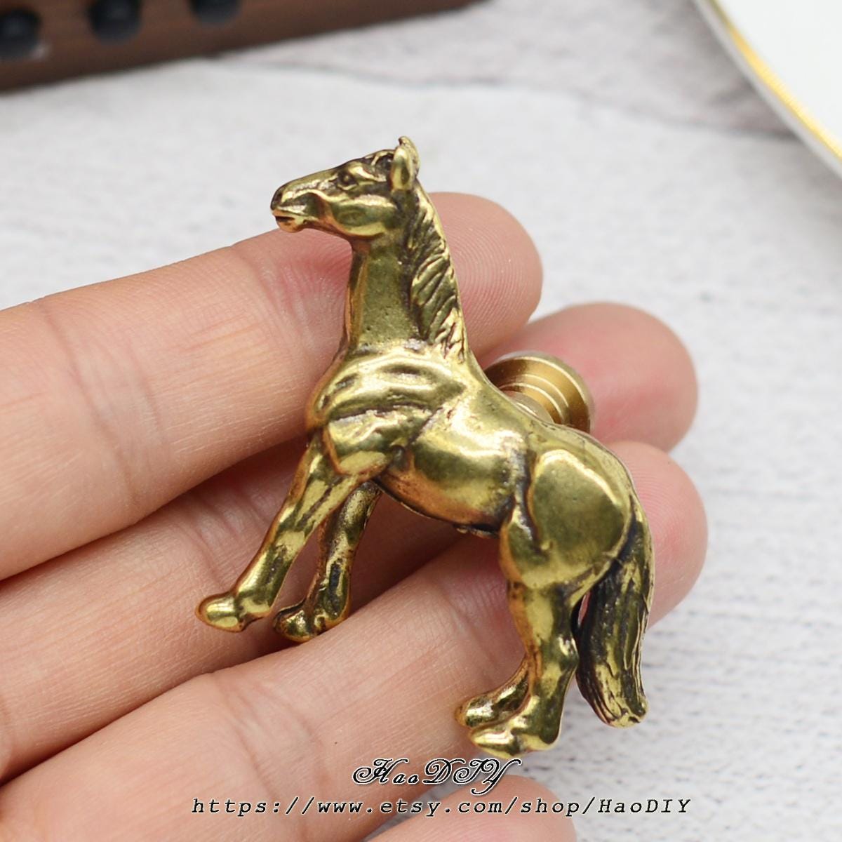 ビンテージ　真鍮製　馬二頭 ハンドメイド アクセサリーパーツ 1個 A261 動物 馬 ホース