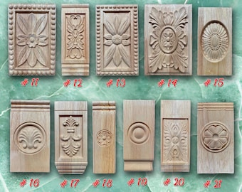 1 Piece Rosettes Applique Onlay, Unpainted Wood Carved Home Embellishments, Furniture Carving Apliques, WD9-1