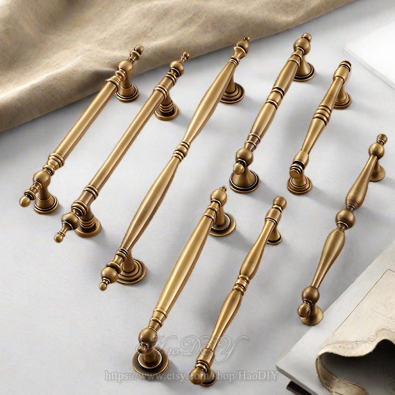 Bronze Solid Brass Cabinet Pulls Handles Knobs Vintage Dresser Handles ...