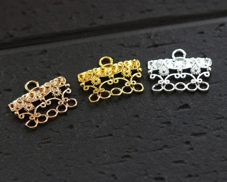 10pcs 12x19mm 18k Gold Plated Five-Ring Pendant Connection,DIY Square Ring Hairpin jewelry Findings,Brass Earrings,DIY Jewelry Accessories