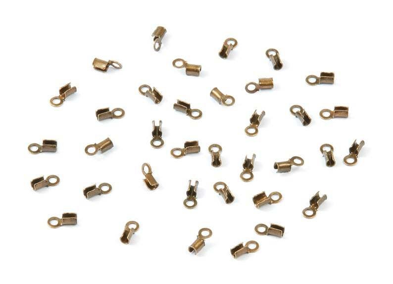Antique Bronze Tone Plated Brass Cord End Clasp DIY Jewelry Finding HT930 200pcs 5.65x2.44mm Brass Cord End Clasp Raw Brass Findings
