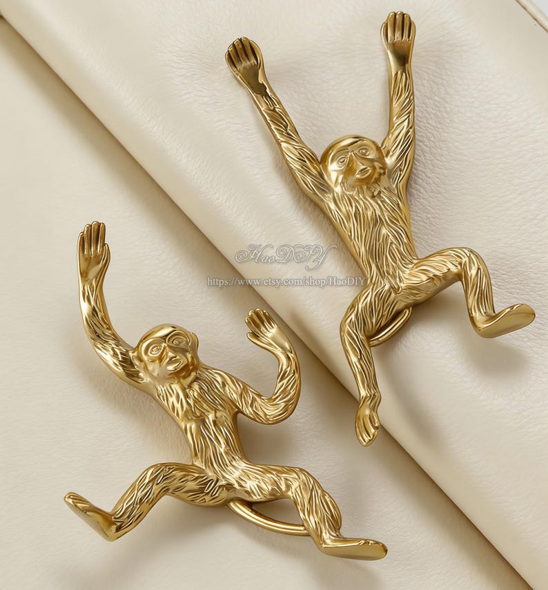 Gałki Mosiężne Monkey Gałki Uchwyty do szafek Gałki do szuflad Uchwyty do komód Uchwyty do szafek kuchennych Uchwyty Uchwyty do szafek Okucia meblowe zdjęcie 5