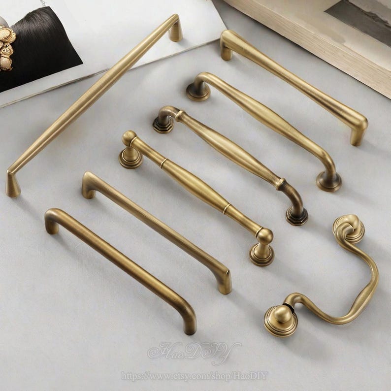 Bronze Solid Brass Cabinet Pulls Handles Knobs Vintage Dresser Handles ...