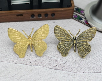 Perilla de latón con forma de mariposa para gabinetes, cajones, tocadores, manijas, perillas de cocina, herrajes para gabinetes.