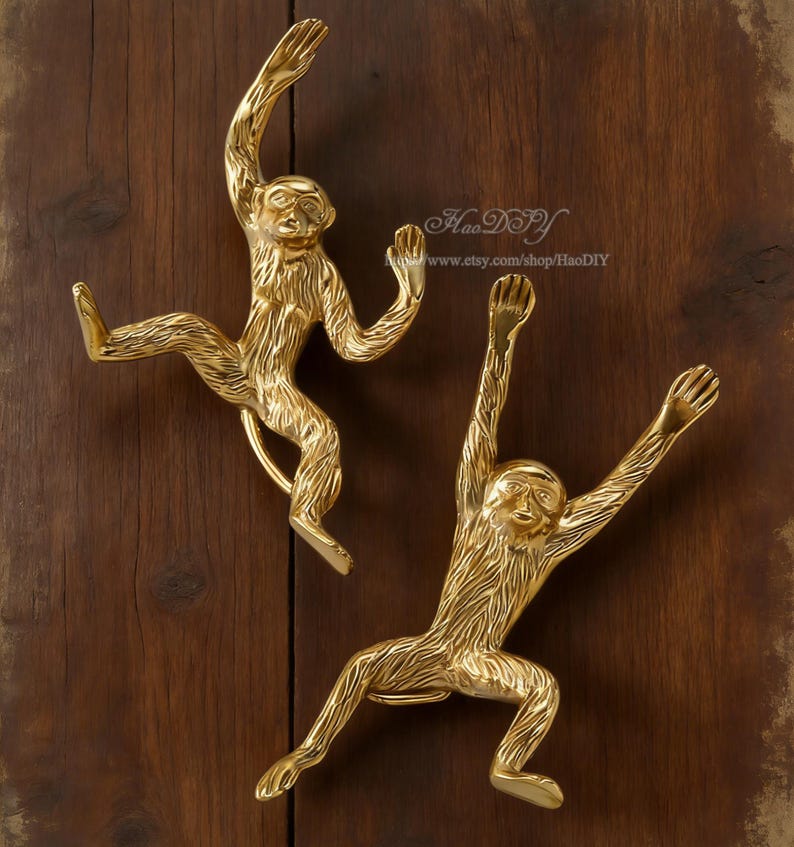 Gałki Mosiężne Monkey Gałki Uchwyty do szafek Gałki do szuflad Uchwyty do komód Uchwyty do szafek kuchennych Uchwyty Uchwyty do szafek Okucia meblowe zdjęcie 1