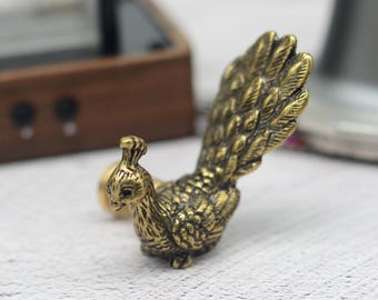 Perillas de latón macizo con forma de pavo real para gabinetes, cajones, tocadores, cocinas, herrajes para gabinetes.