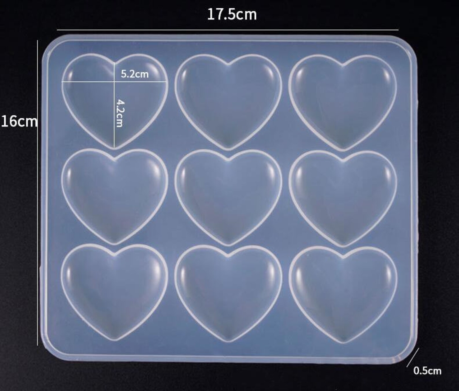 Moule coeur en résine époxy 6 empreintes - Moule porte-clés