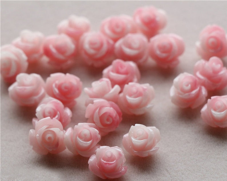 20pcs 8mm/10mm Coral Rose Flower Beads Pink Carved Flower Etsy