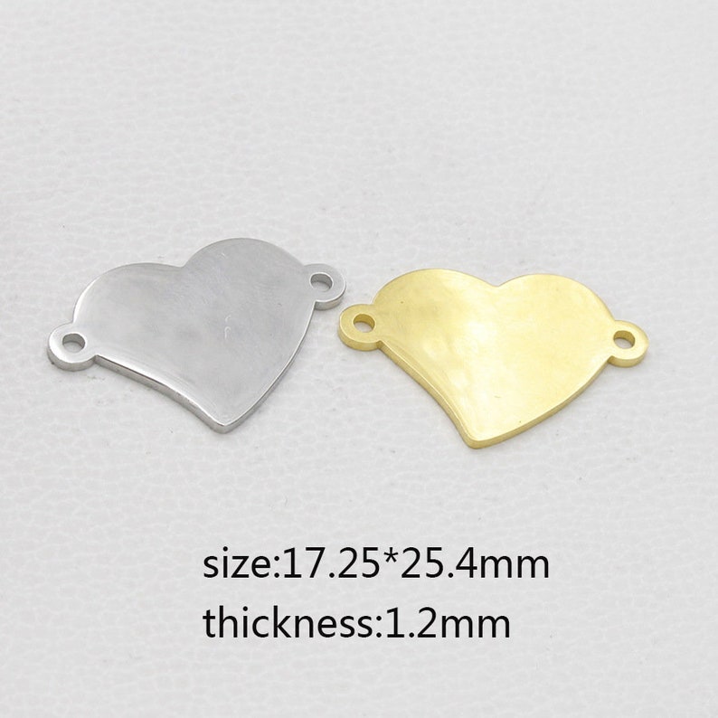 10pcs 17.25x25.4mm Stainless Steel Heart Charm Pendants,Stainless Steel Heart Disc Blank,Stainless Steel DIY Supplies,Jewelry Findings,ST419