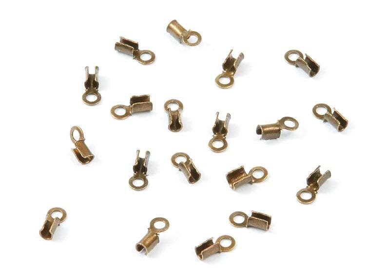 Antique Bronze Tone Plated Brass Cord End Clasp DIY Jewelry Finding HT930 200pcs 5.65x2.44mm Brass Cord End Clasp Raw Brass Findings