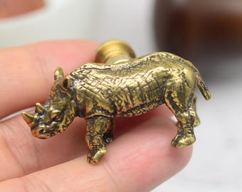 Bronzen neushoorn massief messing knop kast trekt lade knop dressoir pull knoppen handgrepen keuken knoppen trekt kabinet pull hardware