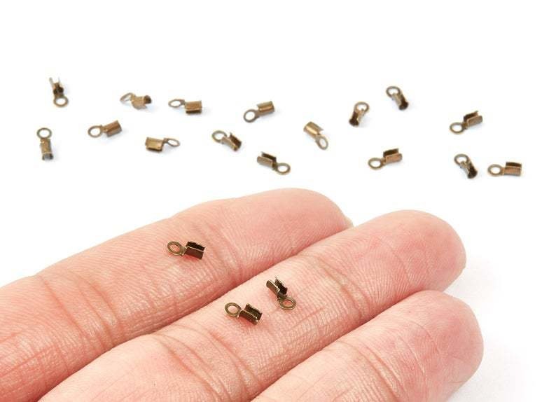 Antique Bronze Tone Plated Brass Cord End Clasp DIY Jewelry Finding HT930 200pcs 5.65x2.44mm Brass Cord End Clasp Raw Brass Findings