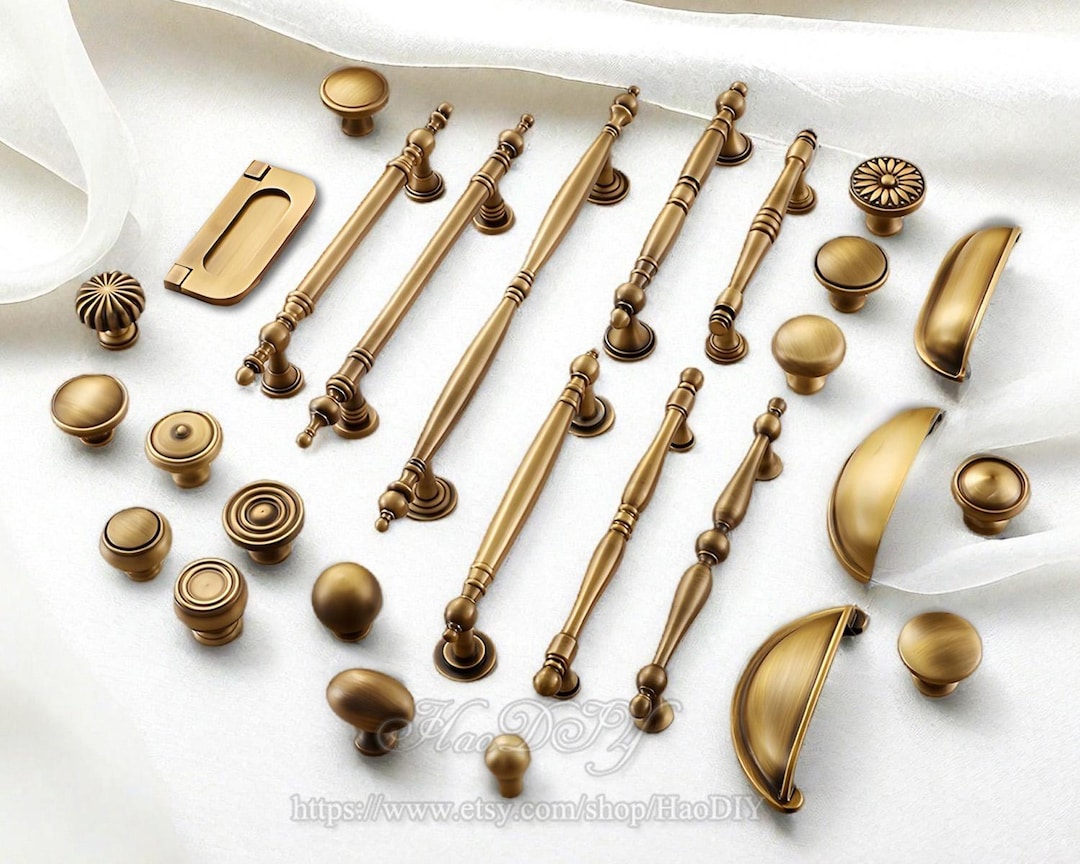 Bronze Solid Brass Cabinet Pulls Handles Knobs Vintage Dresser Handles ...