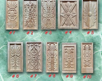 Apliques de rosetas de 1 pieza, adornos para el hogar tallados en madera sin pintar, apliques para tallado de muebles, WD9