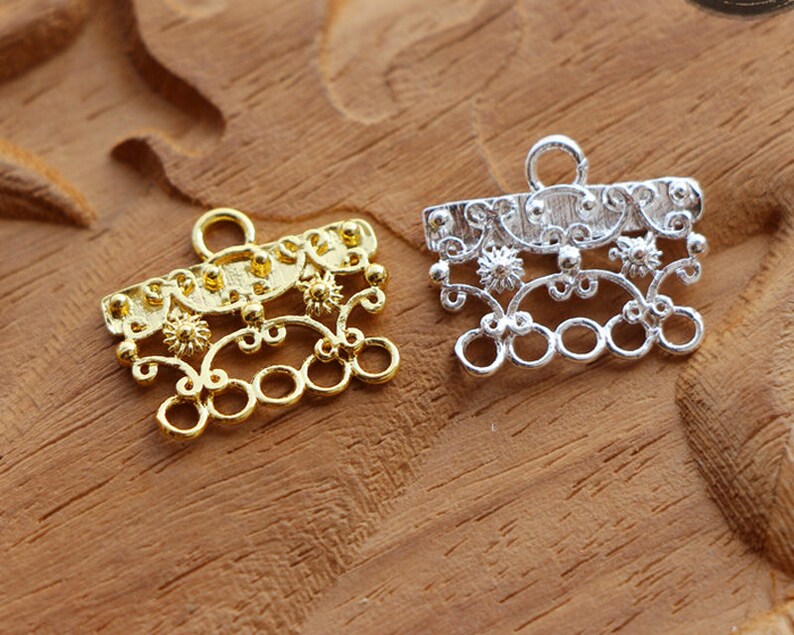 10pcs 12x19mm 18k Gold Plated Five-Ring Pendant Connection,DIY Square Ring Hairpin jewelry Findings,Brass Earrings,DIY Jewelry Accessories