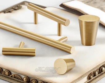 Tiradores de latón de alta calidad para gabinetes, manijas sencillas para tocador, tiradores de latón macizo para cajones, pomos de latón para armarios, herrajes para gabinetes.