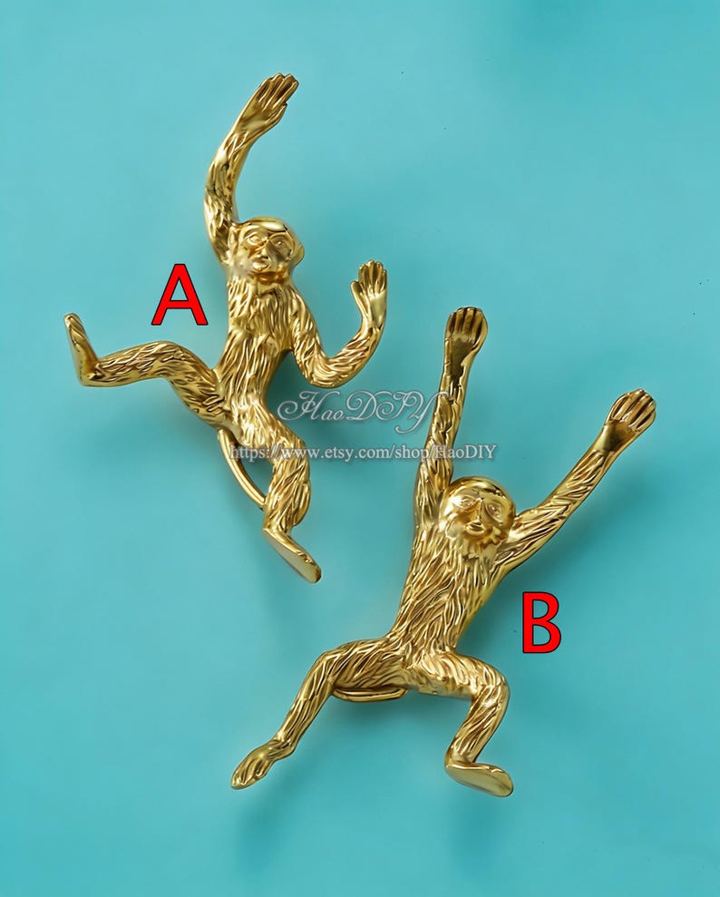 Gałki Mosiężne Monkey Gałki Uchwyty do szafek Gałki do szuflad Uchwyty do komód Uchwyty do szafek kuchennych Uchwyty Uchwyty do szafek Okucia meblowe zdjęcie 2