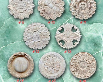 Apliques de rosetas de 1 pieza, adornos para el hogar tallados en madera sin pintar, apliques para tallado de muebles, WD5