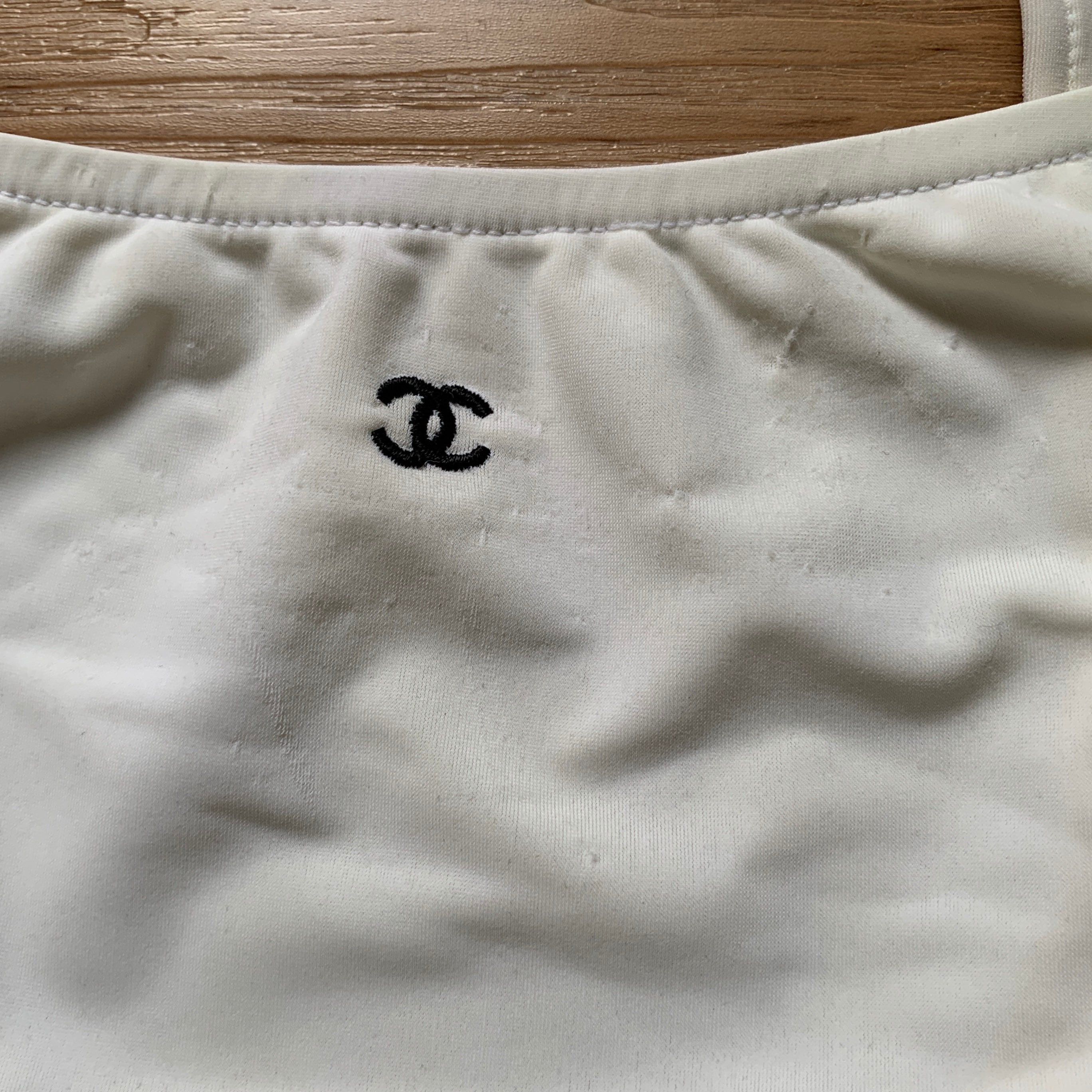 Vintage Chanel Logos White Swimsuit - Etsy