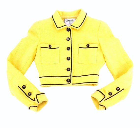 Vintage Chanel S/S 1995 yellow crop jacket