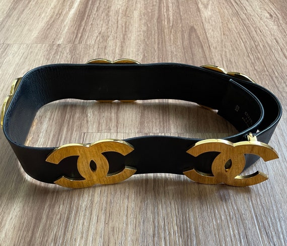 Vintage 1992 Chanel Big Gold Logos Belt 