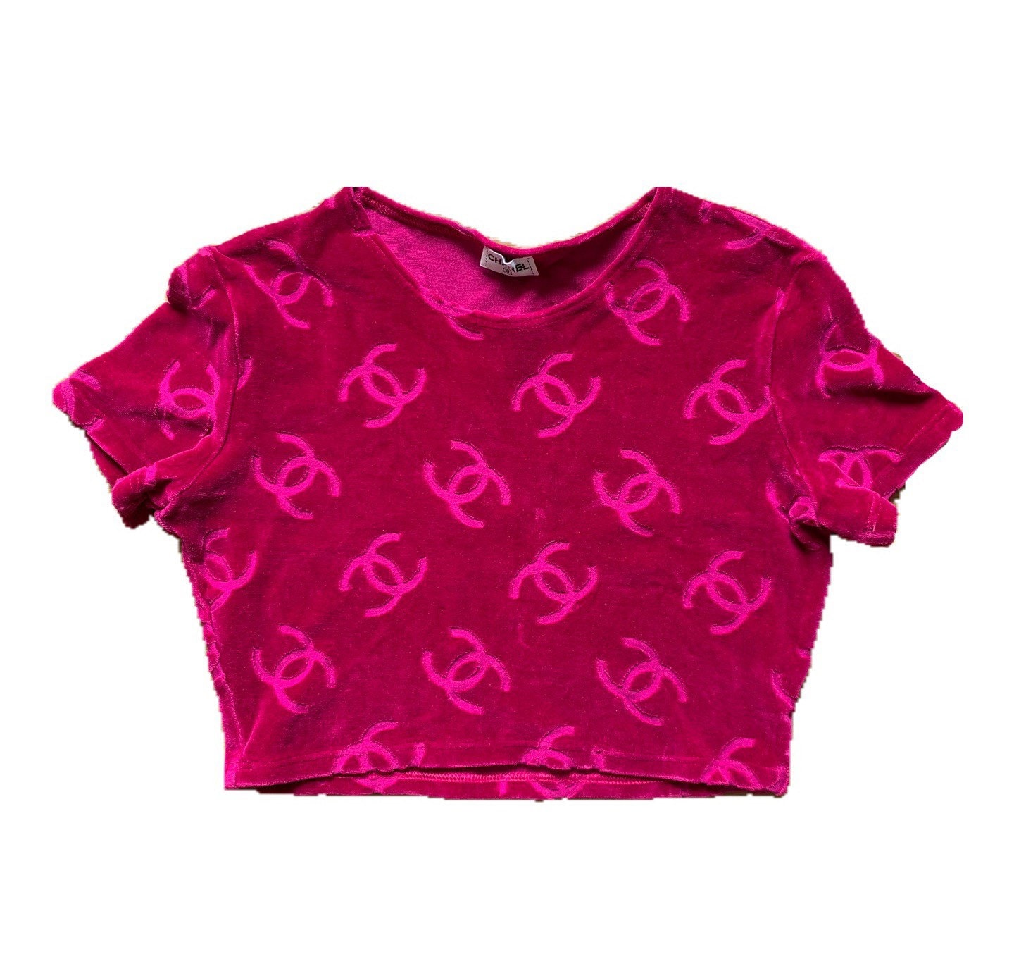 Vintage Chanel S/S 1996 Fuchsia Velour Cropped Top -  Finland