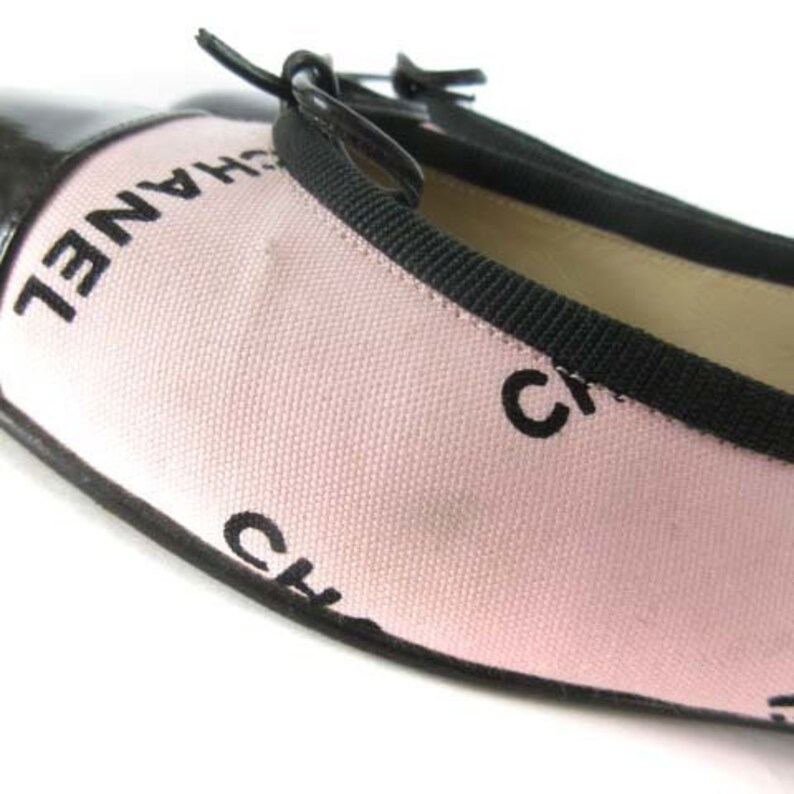 Vintage Chanel Logo Pink Ballerina Flats | Etsy