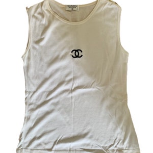 Chanel CC Logo Cotton Sleeveless Tank Top Black