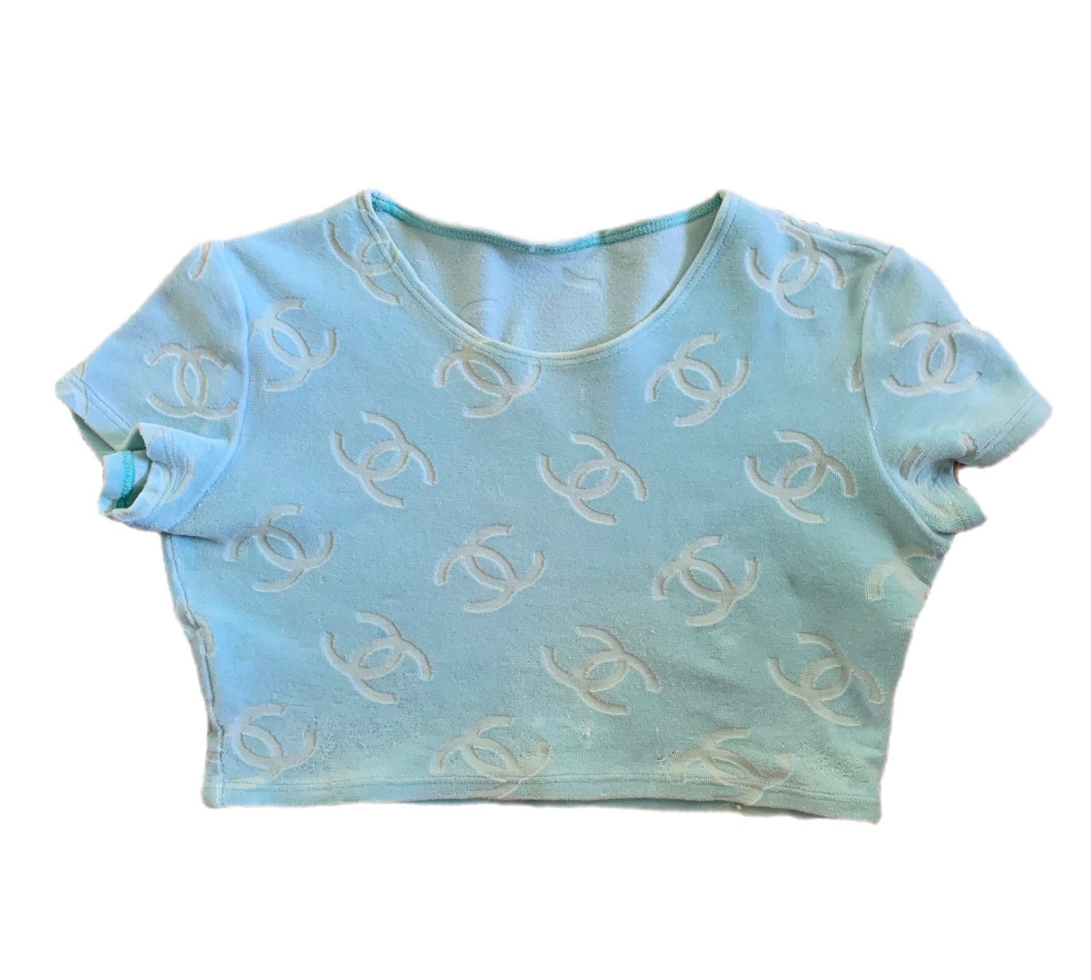 Vintage Chanel Blue Velour Crop TOP