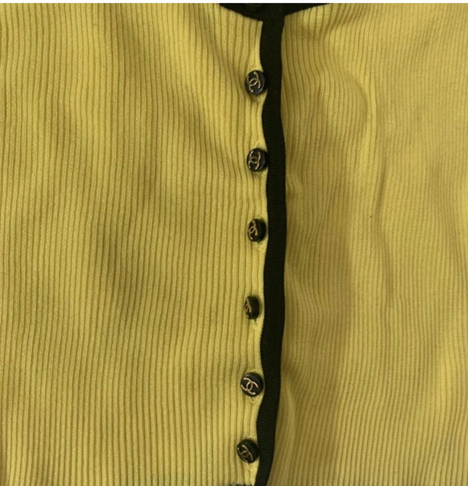 Vintage Chanel 1995 yellow crop top/cardigan | Etsy