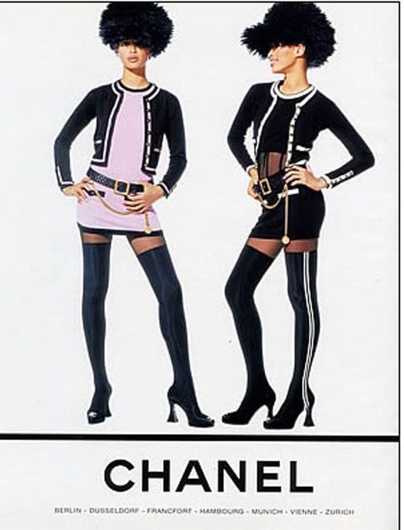 Vintage Chanel A/W 1994 Stretch vernice Nero Thigh High -  Sweden