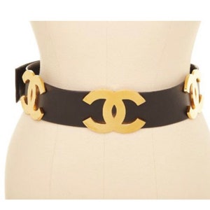 Chanel Vintage - Leather Belt - Black Gold - Chanel Leather Belt - Luxury  High Quality - Avvenice