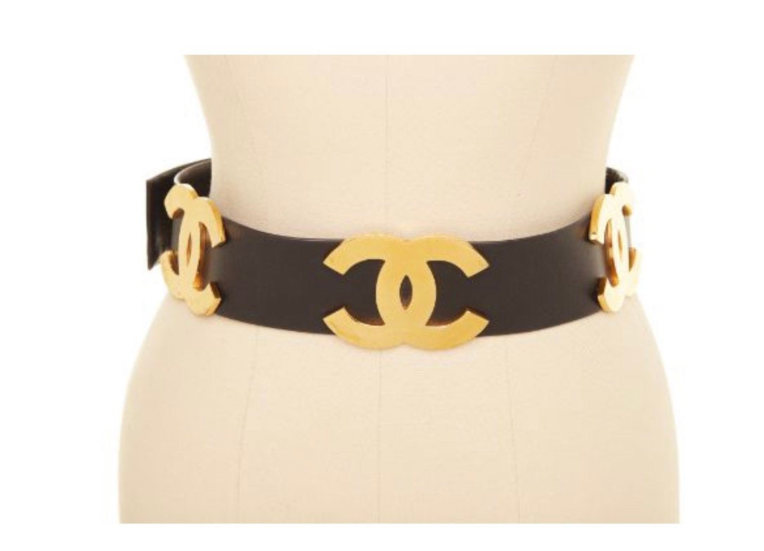 Een evenement Clam Gelovige Vintage 1992 Chanel Big Gold Logo's Riem - Etsy België