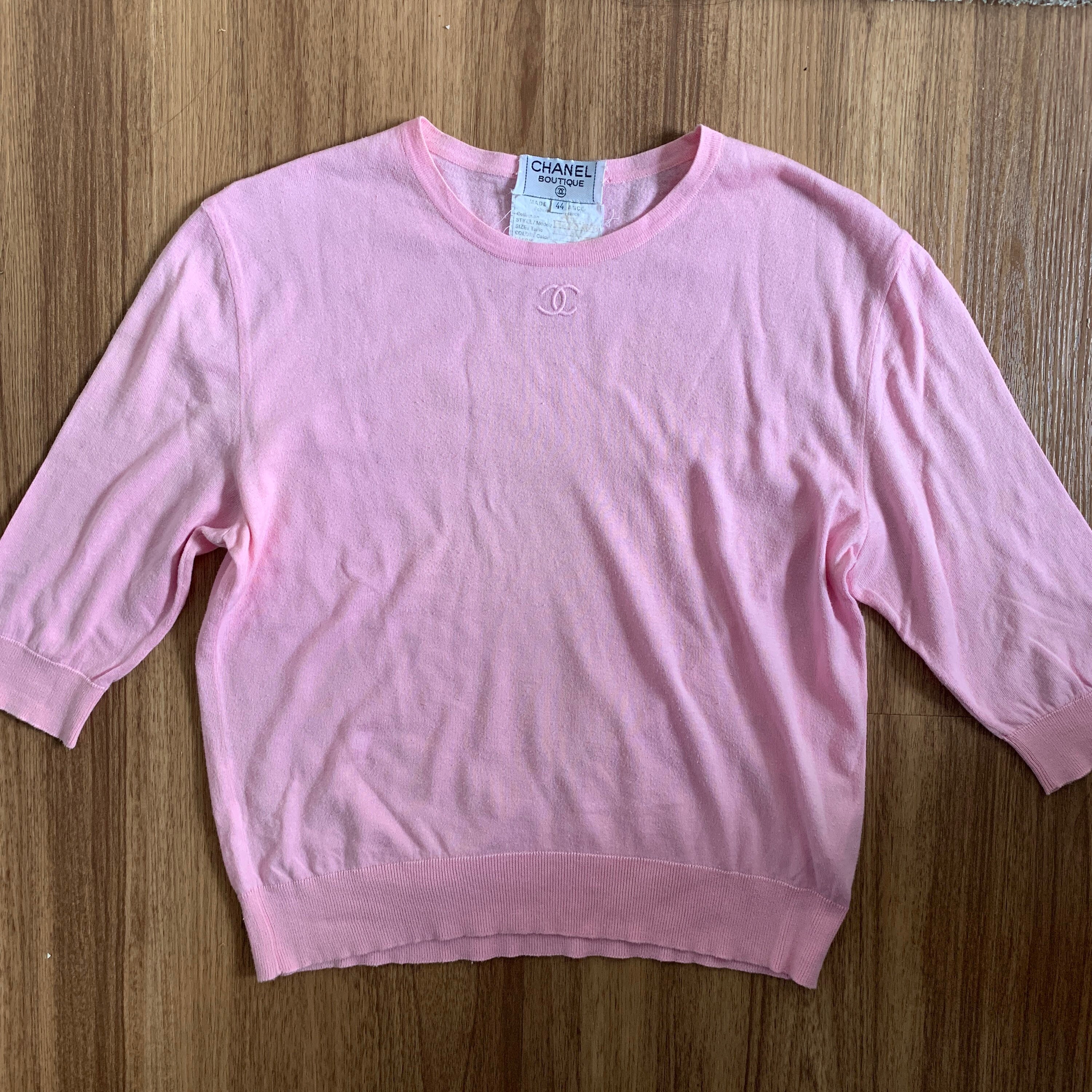 Treasures of NYC - Chanel Pink Logo Knit Top