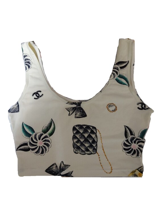 Vintage Chanel 1996 Printed Crop Top