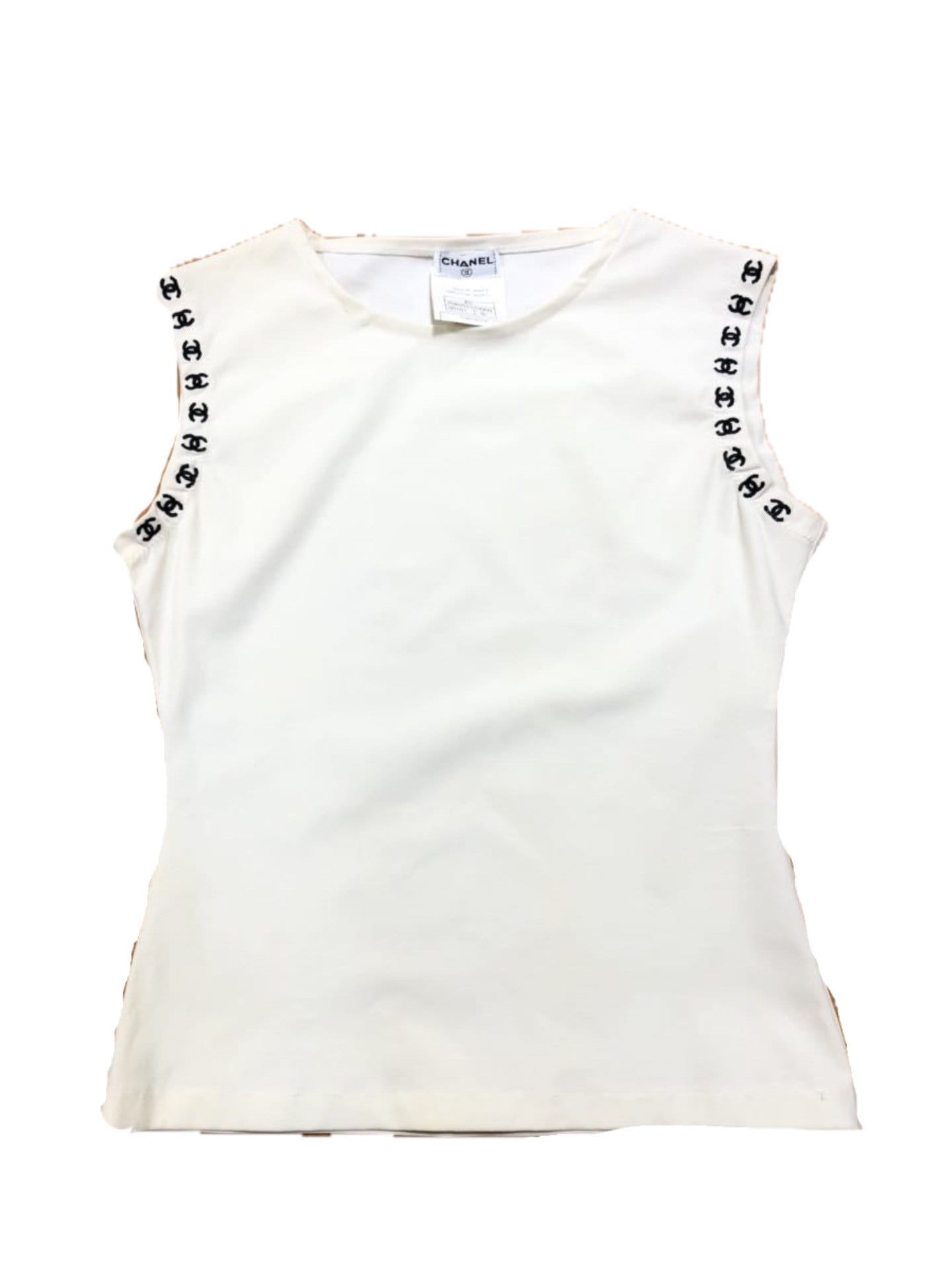 Vintage Chanel 97C Logo White Tank Top -  Singapore