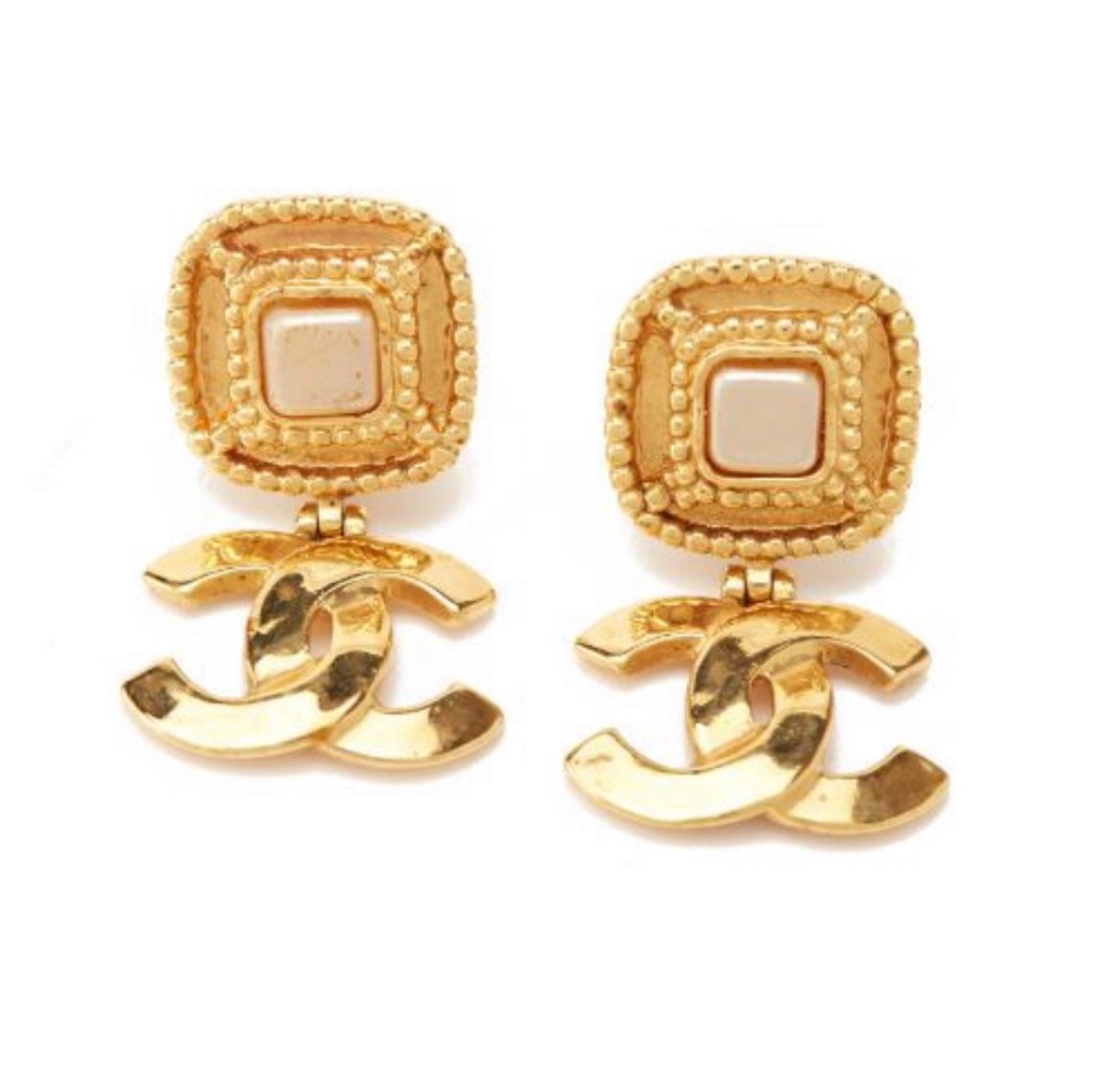 Buy Vintage Chanel Gilt Faux Pearl Drop Clip on Earrings Online in